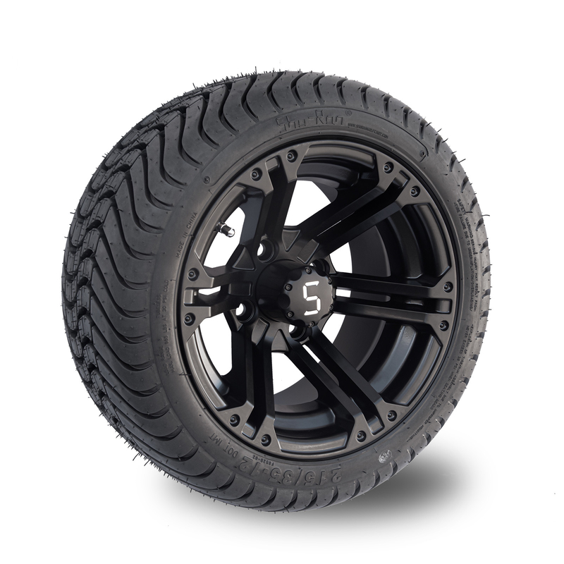 12x7 μαύρη ρόδα Combo 101,6 PCD μικρής ακτινοβολίας Combo 215/35-12 ροδών ροδών κάρρων γκολφ μεταλλινών