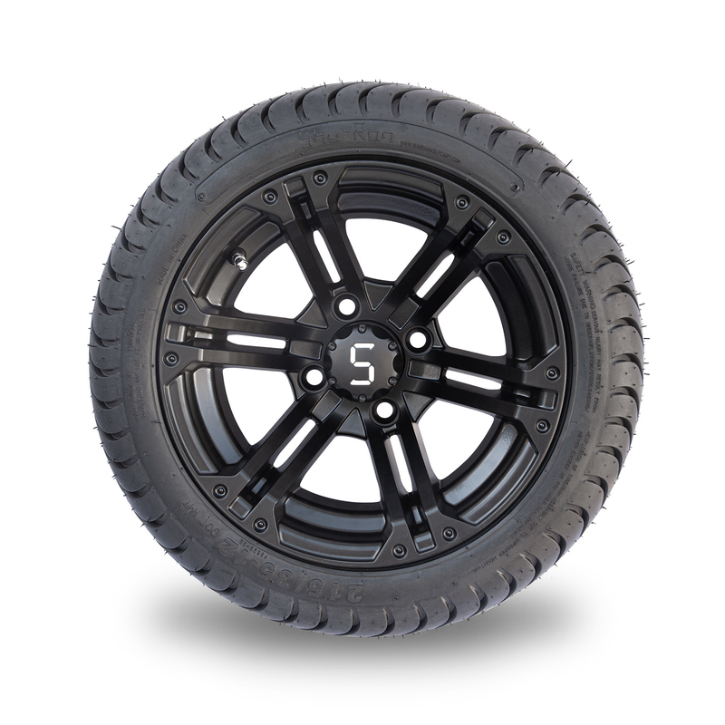 12x7 μαύρη ρόδα Combo 101,6 PCD μικρής ακτινοβολίας Combo 215/35-12 ροδών ροδών κάρρων γκολφ μεταλλινών