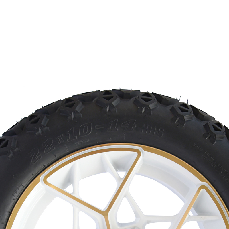 Χρυσές άσπρες πλαίσια και ρόδες Combo 4PLY 101,6 PCD κάρρων γκολφ 14 ιντσών