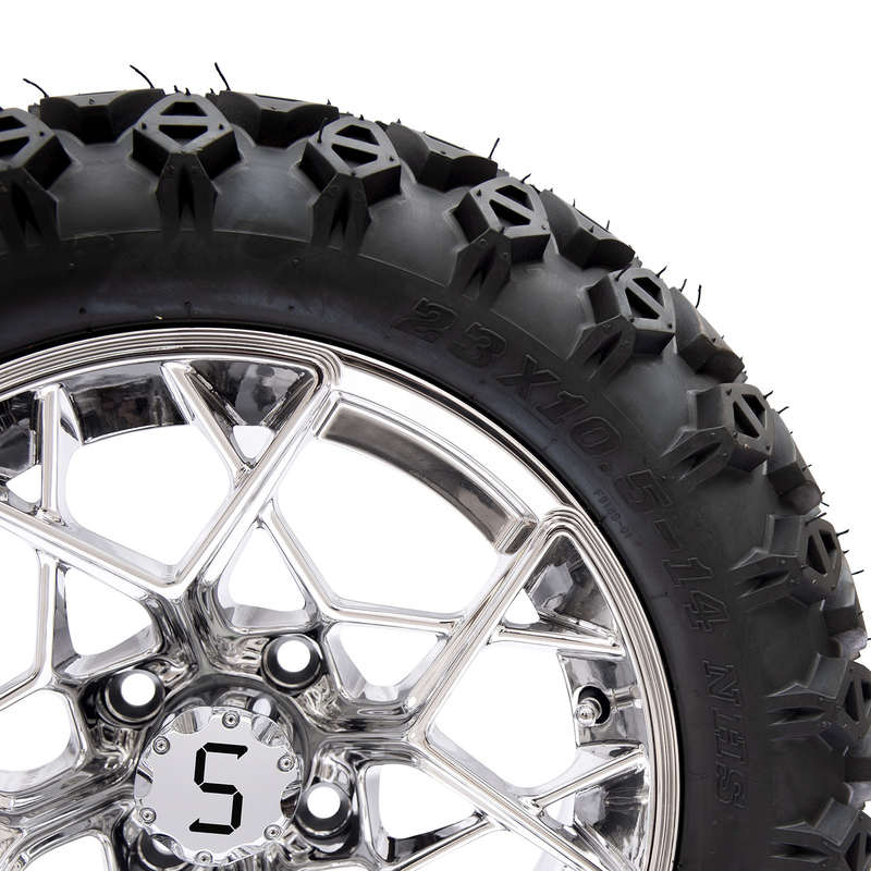 Shu-Ran Golf Cart Warrior 23x10.5-14 Γκολφ Καρότσι Όλα τα ελαστικά έδαφος και 14 ίντσες χρωμικά ελατήρια