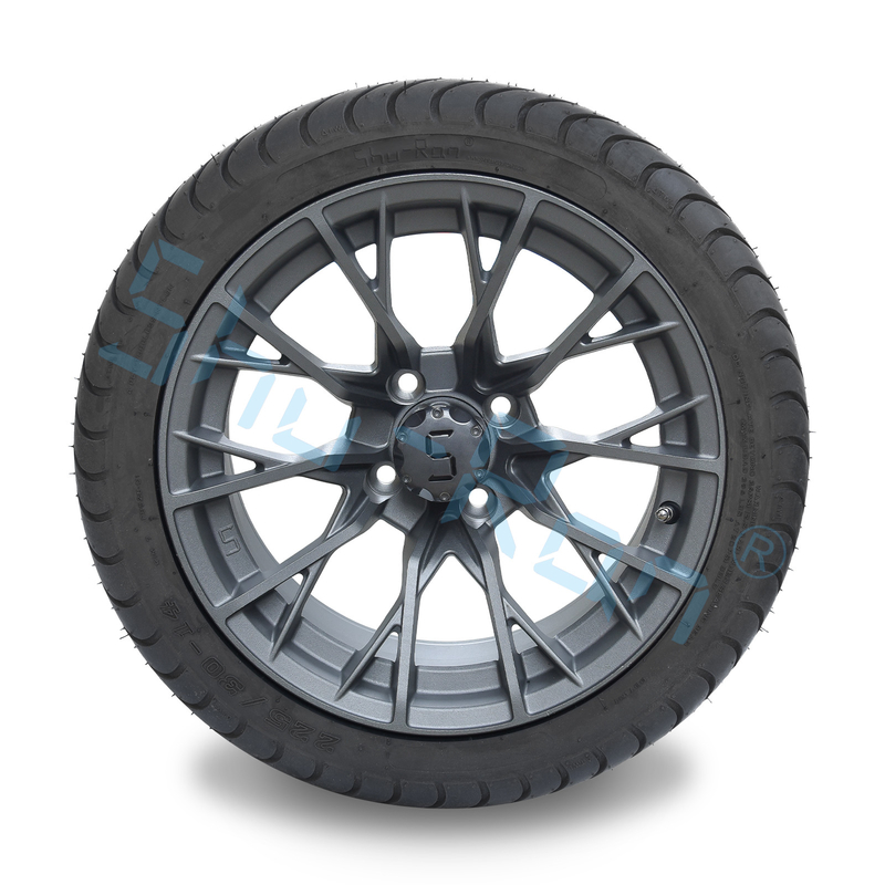 Χονδρικός πώληση 14' Gunmetal Finished Alloy Golf Cart Wheels, ATV UTV 225/30-14 Street Tubeless Tires with Rims