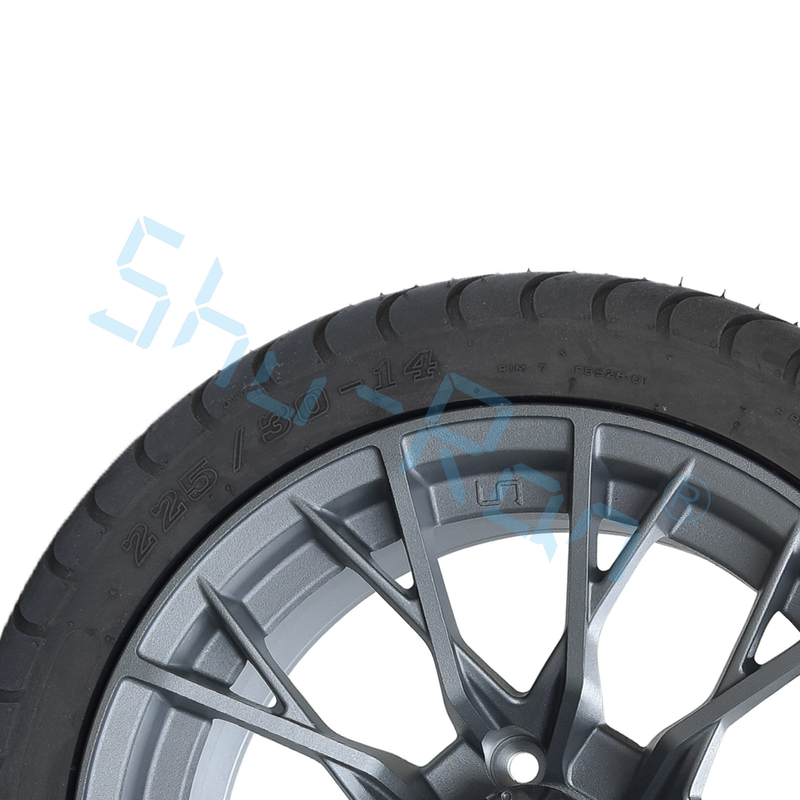 Χονδρικός πώληση 14' Gunmetal Finished Alloy Golf Cart Wheels, ATV UTV 225/30-14 Street Tubeless Tires with Rims