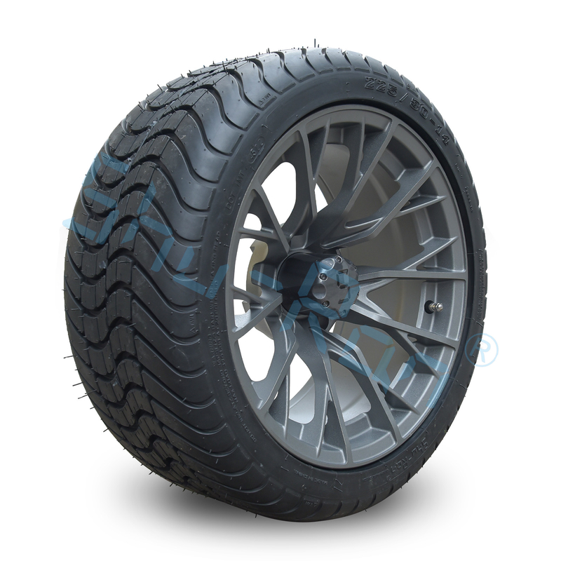 Χονδρικός πώληση 14' Gunmetal Finished Alloy Golf Cart Wheels, ATV UTV 225/30-14 Street Tubeless Tires with Rims