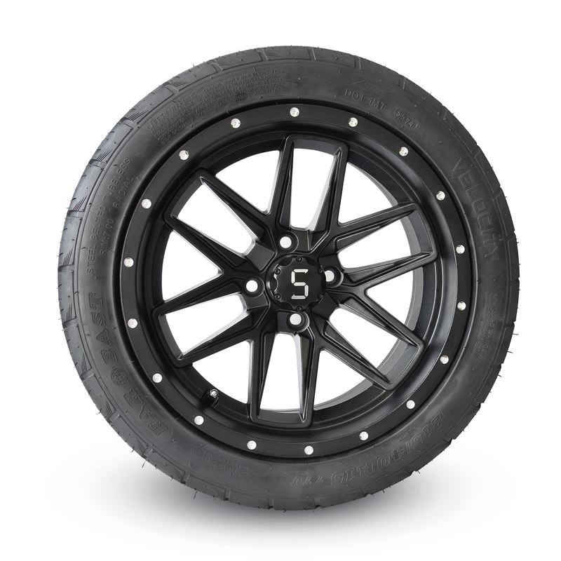 215/40R 15 ιντσών καρότσι γκολφ Ματ μαύρα τροχούς και ελαστικά εύκολη εγκατάσταση