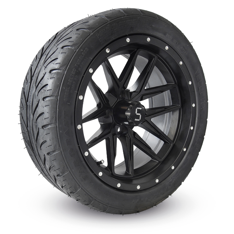 215/40R 15 ιντσών καρότσι γκολφ Ματ μαύρα τροχούς και ελαστικά εύκολη εγκατάσταση