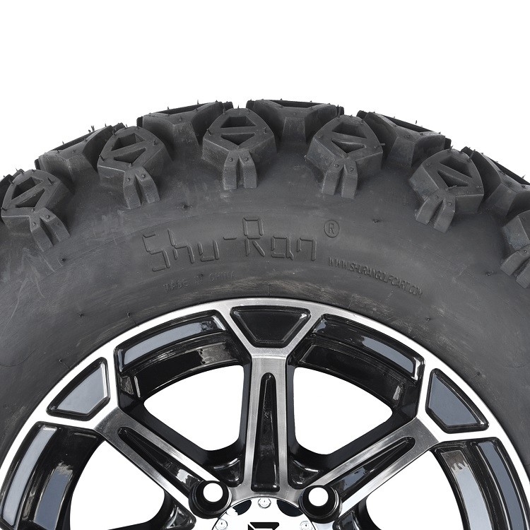 12» πλαίσια αργιλίου κάρρων γκολφ & 23x10.5-12 όλα τα ελαστικά αυτοκινήτου Combo εκτάσεων - ο επεξεργασμένος στη μηχανή/στιλπνός Μαύρος